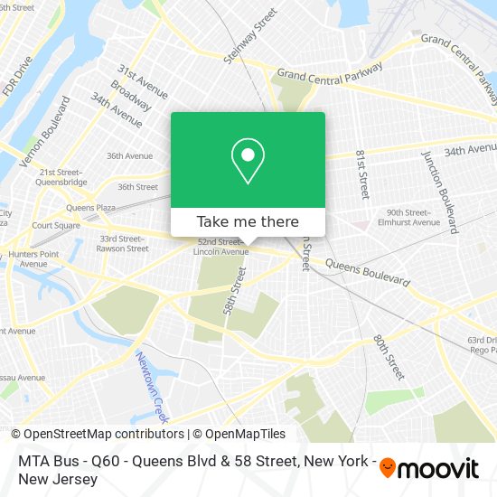 MTA Bus - Q60 - Queens Blvd & 58 Street map