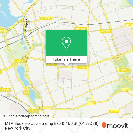 MTA Bus - Horace Harding Exp & 160 St (Q17 / Q88) map