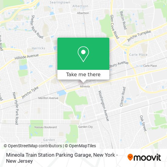 Mineola Train Station Parking Garage map