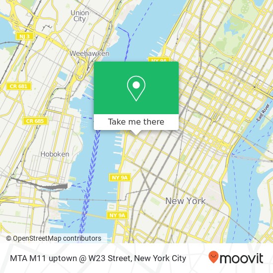 MTA M11 uptown @ W23 Street map
