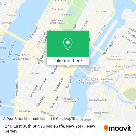 Mapa de 240 East 38th St NYU MoleSafe