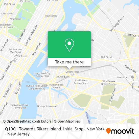 Q100 - Towards Rikers Island. Initial Stop. map