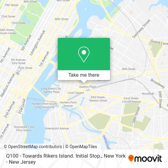 Q100 - Towards Rikers Island. Initial Stop. map