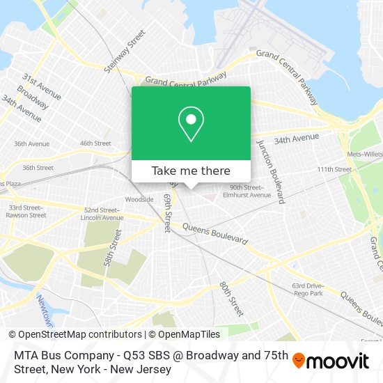 MTA Bus Company - Q53 SBS @ Broadway and 75th Street map