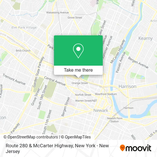 Route 280 & McCarter Highway map