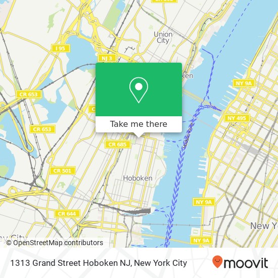 Mapa de 1313 Grand Street Hoboken NJ