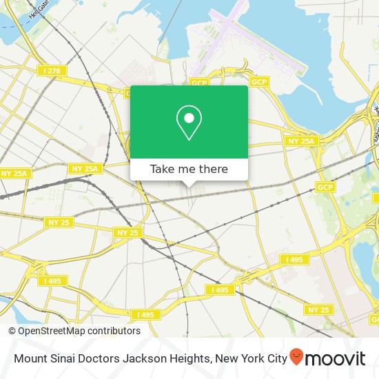 Mount Sinai Doctors Jackson Heights map