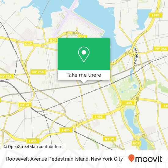 Mapa de Roosevelt Avenue Pedestrian Island