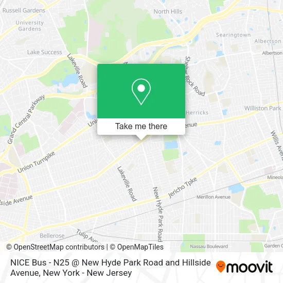 NICE Bus - N25 @ New Hyde Park Road and Hillside Avenue map