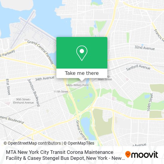 MTA New York City Transit Corona Maintenance Facility & Casey Stengel Bus Depot map