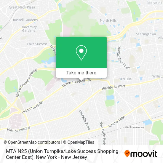MTA N25 (Union Turnpike / Lake Success Shopping Center East) map