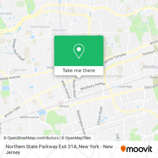 Mapa de Northern State Parkway Exit 31A