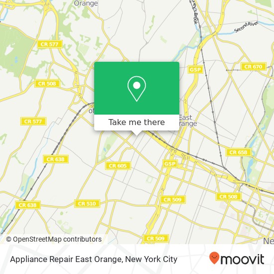 Mapa de Appliance Repair East Orange