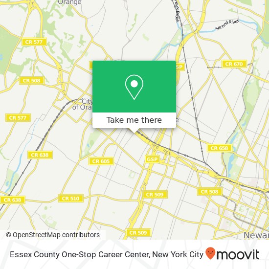 Essex County One-Stop Career Center map