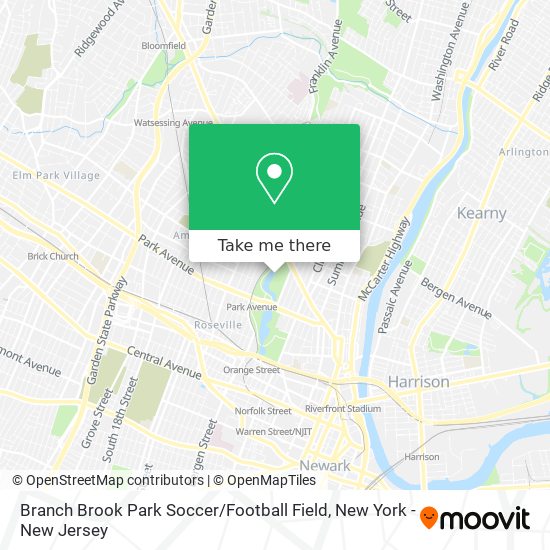 Branch Brook Park Soccer / Football Field map