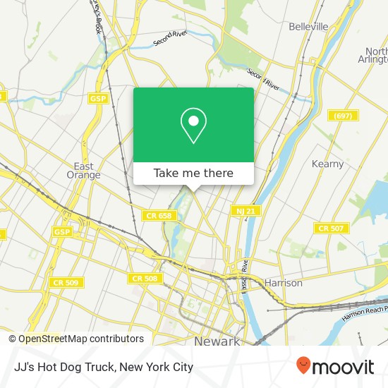 Mapa de JJ's Hot Dog Truck