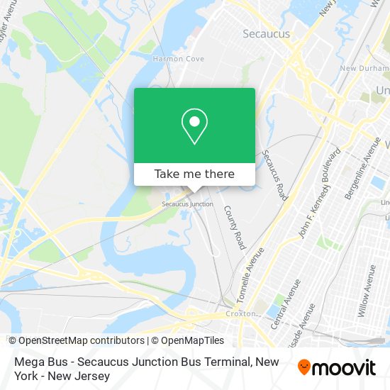 Mapa de Mega Bus - Secaucus Junction Bus Terminal