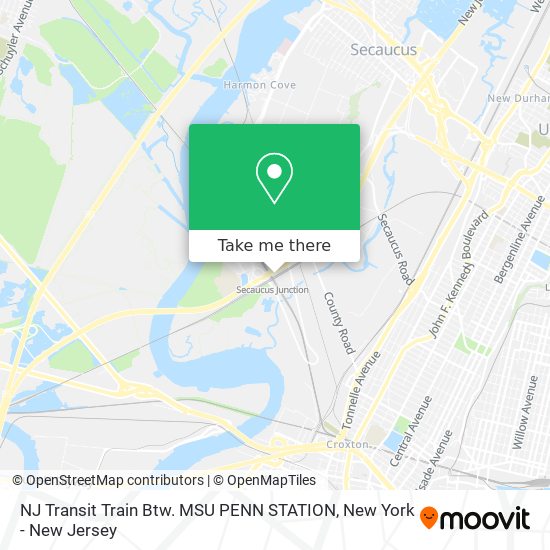 Mapa de NJ Transit Train Btw. MSU PENN STATION