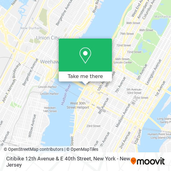Citibike 12th Avenue & E 40th Street map