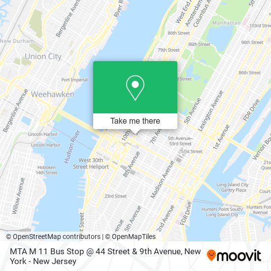 Mapa de MTA M 11 Bus Stop @ 44 Street & 9th Avenue