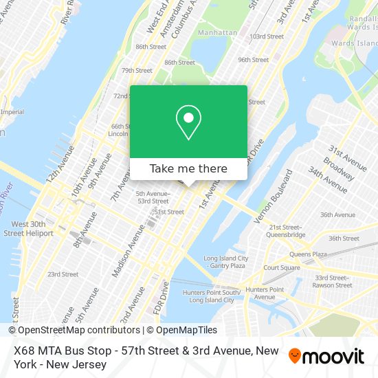 X68 MTA Bus Stop - 57th Street & 3rd Avenue map