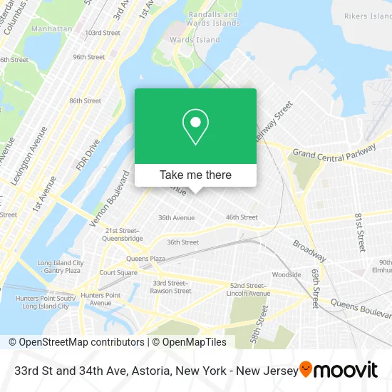 33rd St and 34th Ave, Astoria map