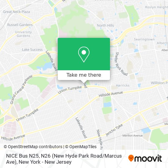 Mapa de NICE Bus N25, N26 (New Hyde Park Road / Marcus Ave)