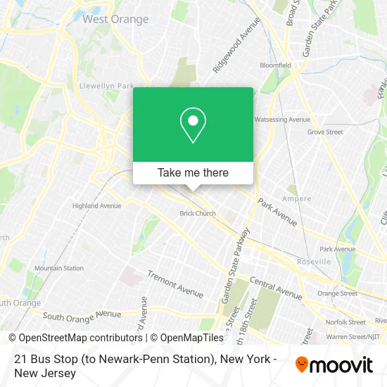Mapa de 21 Bus Stop (to Newark-Penn Station)