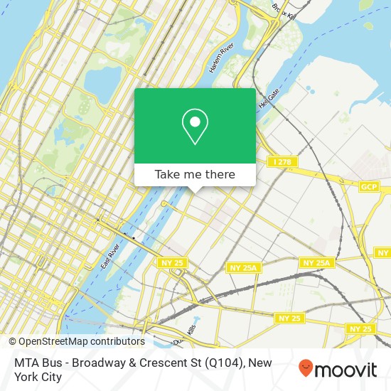 Mapa de MTA Bus - Broadway & Crescent St (Q104)