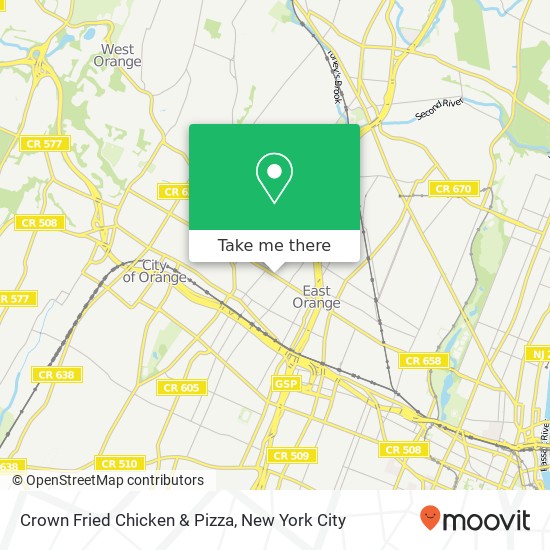 Mapa de Crown Fried Chicken & Pizza