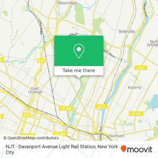 Mapa de NJT - Davenport Avenue Light Rail Station