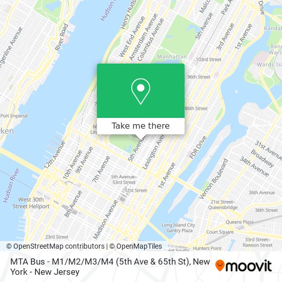 Mapa de MTA Bus - M1 / M2 / M3 / M4 (5th Ave & 65th St)