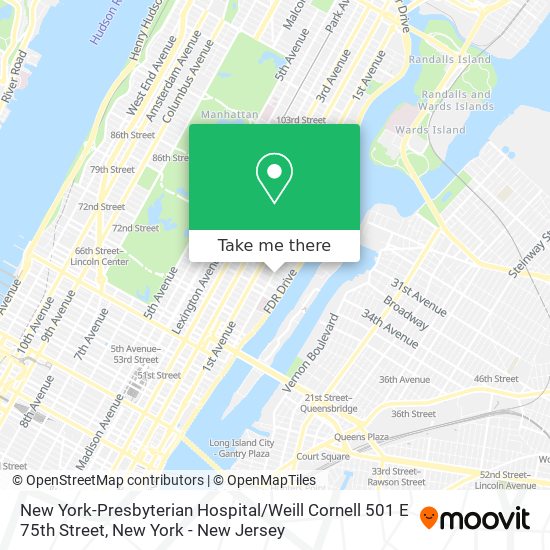 Mapa de New York-Presbyterian Hospital / Weill Cornell 501 E 75th Street