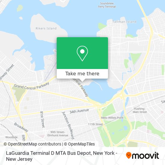 Mapa de LaGuardia Terminal D MTA Bus Depot