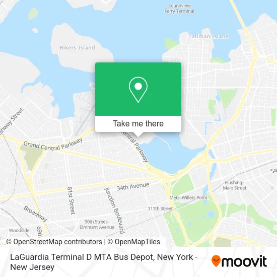 Mapa de LaGuardia Terminal D MTA Bus Depot
