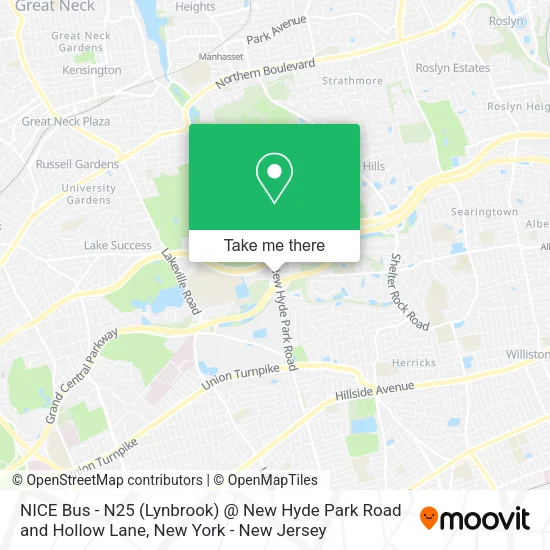 NICE Bus - N25 (Lynbrook) @ New Hyde Park Road and Hollow Lane map