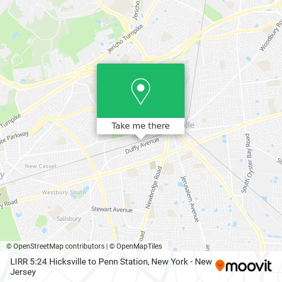 LIRR 5:24 Hicksville to Penn Station map