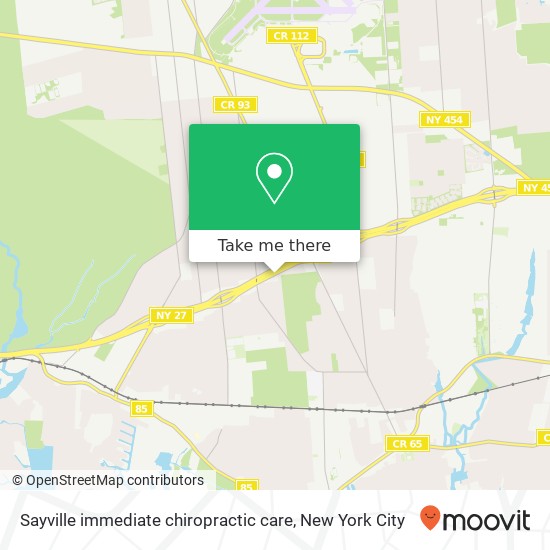 Sayville immediate chiropractic care map