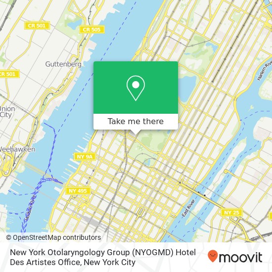 Mapa de New York Otolaryngology Group (NYOGMD) Hotel Des Artistes Office