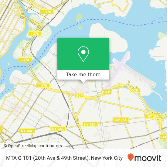 Mapa de MTA Q 101 (20th Ave & 49th Street)