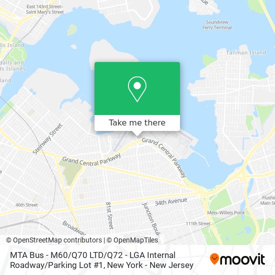 MTA Bus - M60 / Q70 LTD / Q72 - LGA Internal Roadway / Parking Lot #1 map