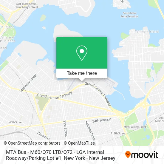 MTA Bus - M60 / Q70 LTD / Q72 - LGA Internal Roadway / Parking Lot #1 map