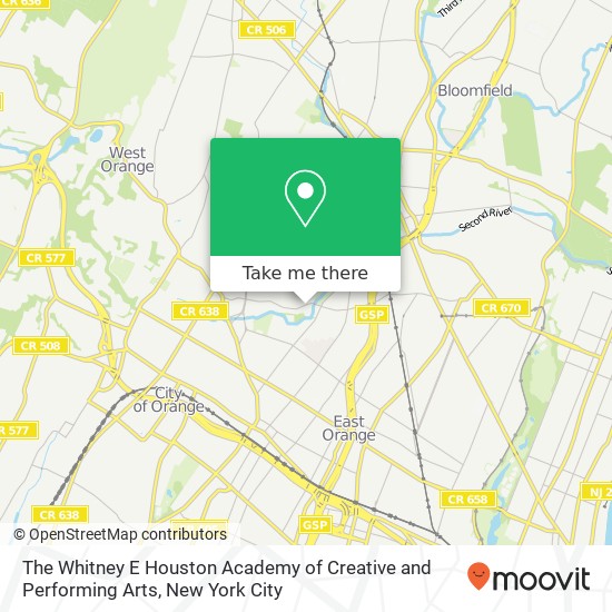 The Whitney E Houston Academy of Creative and Performing Arts map