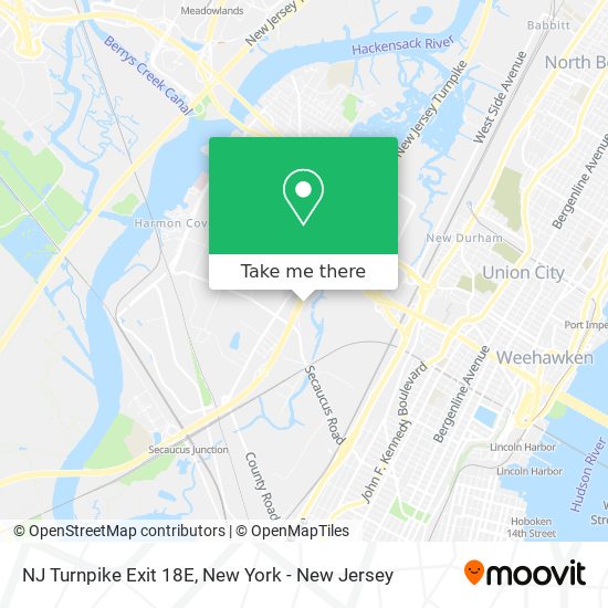 NJ Turnpike Exit 18E map