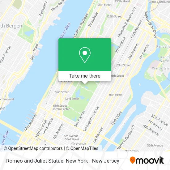 Romeo and Juliet Statue map