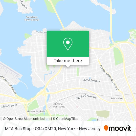 MTA Bus Stop - Q34/QM20 map