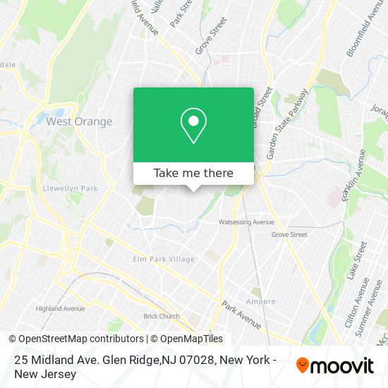 Mapa de 25 Midland Ave. Glen Ridge,NJ 07028