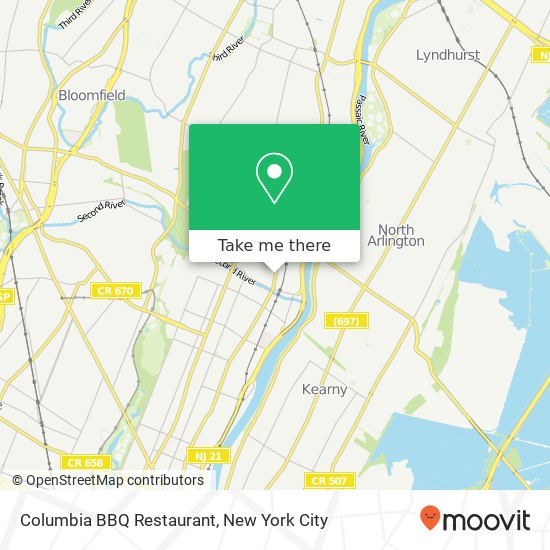 Mapa de Columbia BBQ Restaurant