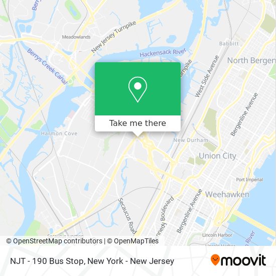 NJT - 190 Bus Stop map