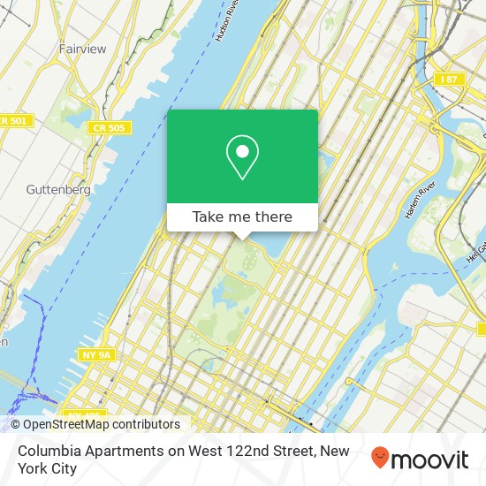 Columbia Apartments on West 122nd Street map